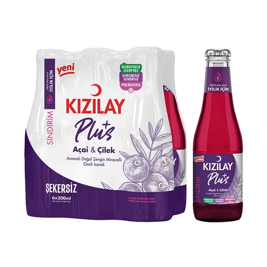 Kızılay Açai & Çilek Maden Suyu 6x200 ml