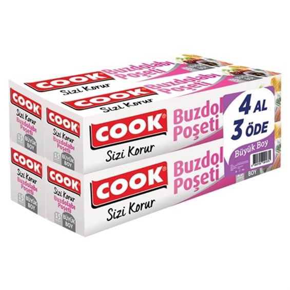 Cook Büyük Boy Buzdolabı Poşeti 4'lü Eko