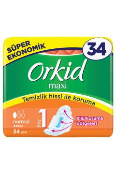 Orkid Maxi Hijyenik Ped Normal Süper Ekonomik Paket 34 Ped