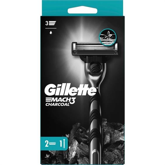 Gillette Tıraş Makinesi Mach3 Charcoal 2 Adet Yedekli