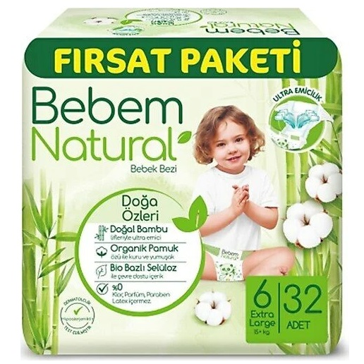 Bebem Natural Fırsat Paketi 6 Numara Extra Large 32'li