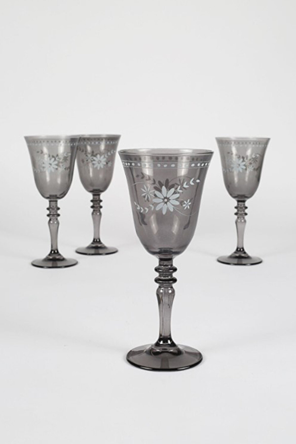 Rakle Nazenin 4lü Su Kadeh Seti Füme 270cc Nzn141