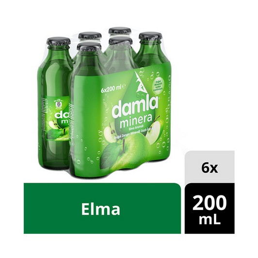 Damla Minera Elma Aromalı Gazlı İçecek 6x200 ml