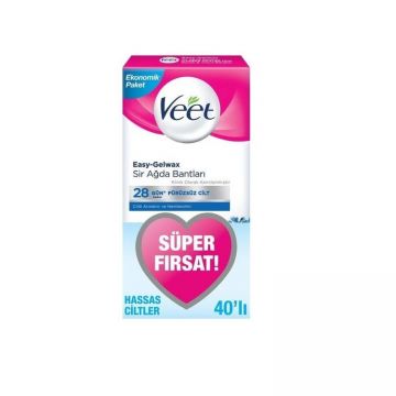Veet Bacak & Vücut Bölgesi Ağda Bandı Hassas Ciltler 40 Adet