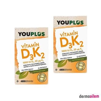 Youplus Vitamin D3K2 Damla 20 ml 2 Adet