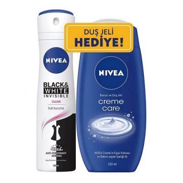 Nivea Black White Clear Kadın Deodorant 150 Ml + Creme Care Duş Jeli 250 Ml