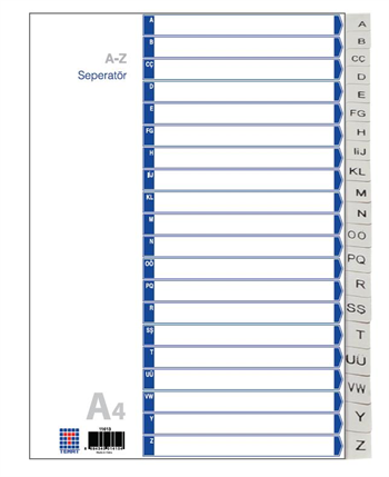 Temat Ayraç İndex 11613 Seperatör A-Z Harfli