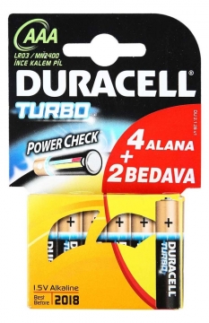 Duracell Turbo Alkalin AAA İnce Kalem Pil 6'lı