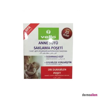 Vello Anne Sütü Saklama Poşeti 25 Adet