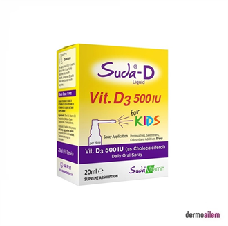Suda Vitamin Suda-D Vitamin D3 500 IU For Kids Spray 20 ml
