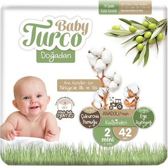 Baby Turco Doğadan 2 Numara Mini Bebek Bezi(3-6) 42 li