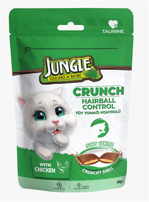 Jungle Crunch Kedi Ödül Maması Tüy Yumağı Kontrolü 60 gr