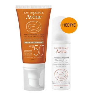 Avene Yaşlanma Karşıtı Güneş Kremi SPF50 50 ml + Temizleyici Köpük 50 ml Hediye