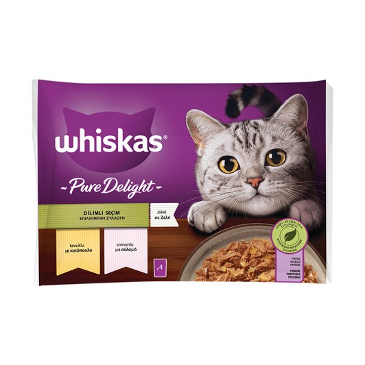 Whiskas Pouch Pure Delight Jöle Içinde Tavuklu/somonlu Kedi Konservesi 85gr ( 4´lü )