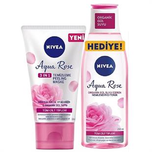 Nivea Aqua Rose 3 in 1 Temizleme Peeling Maske 150 ml + Nemlendirici Tonik 200 ml