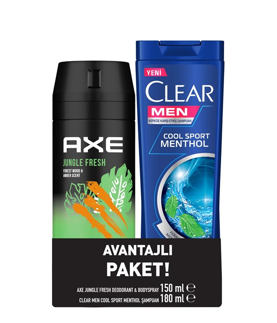 Axe Deodorant Jungle Fresh 150 ml+Clear Şampuan Sport 180 ml