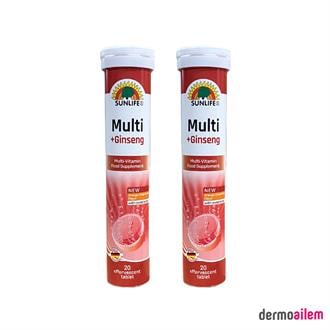 Sunlife Multivitamin Mineral + Ginseng 20 Efervesan Tablet 2 Adet