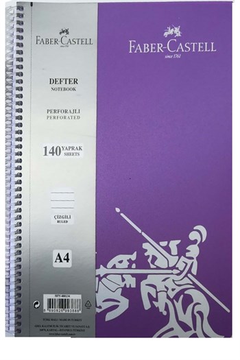 Faber Castell A4 140yp Çizgili PP Kapak Koyu Renk Spiralli Defter