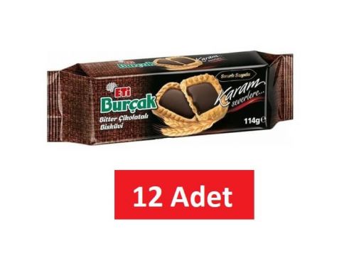 Eti Burçak Bitter Çikolatalı Bisküvi 114 Gr x 12 Adet