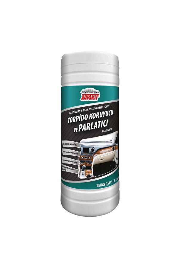 Autokit Torpido Koruyucu ve Parlatıcı Temizleyici Islak Havlu Plastik Kutu 50'li