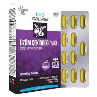 Zade Vital Üzüm Çekirdeği Yaği 500mg 30 Yumuşak Kapsül