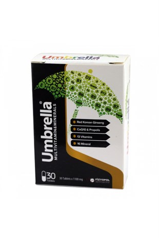 Umbrella Ginseng & Propolis & Koenzim Q10 & 13 Vitamin & 16 Mineral & Betaglukan 30 Kapsül