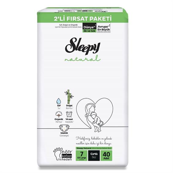 Sleepy Natural Bebek Bezi Fırsat 7 No XXL 40lı