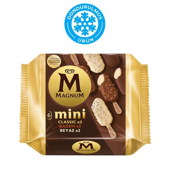Algida Magnum Mini Classic Badem Beyaz Dondurma 6lı 60 ml