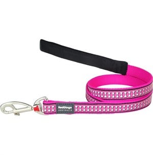Red Dingo Fosforlu Kemik Desenli Uzatma Köpek Tasması 120Cm/12 mm Pembe