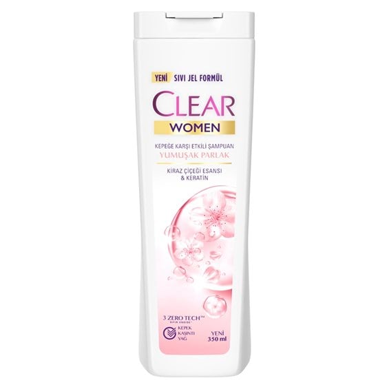 Clear Women Kepeğe Karşı Etkili Şampuan Yumuşak Parlak Kiraz Çiçeği Esansı & Keratin 350 ml