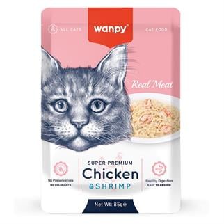 Wanpy Pouch Tavuklu & Karidesli Yaş Kedi Maması  85 gr