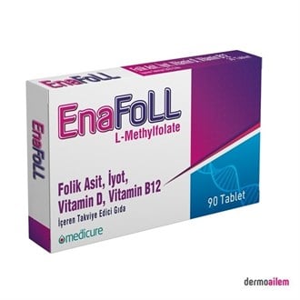 EnaFoLL L-methylfolate Folik Asit İyot 90 Tablet