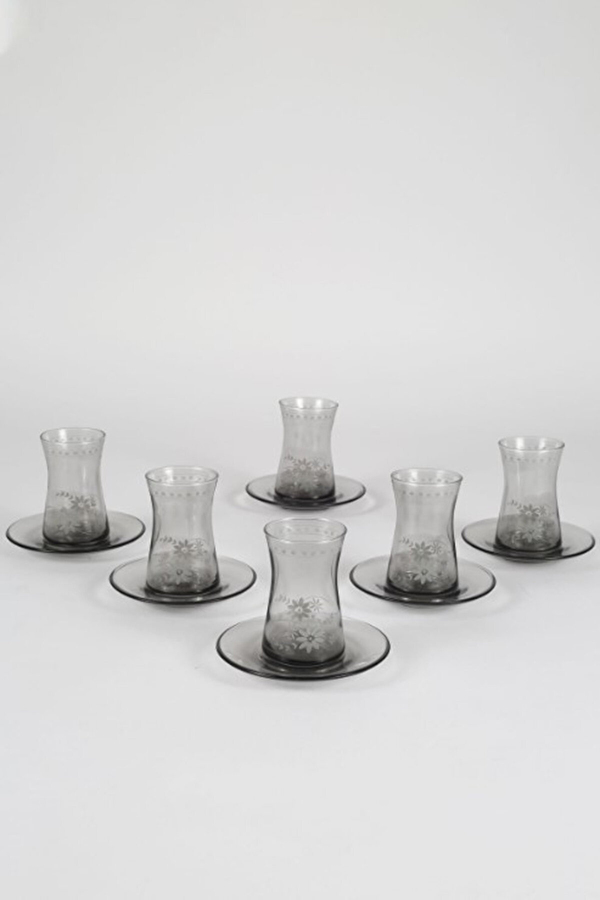 Rakle Nazenin 12 Parça Çay Seti Füme 170cc Nzn361