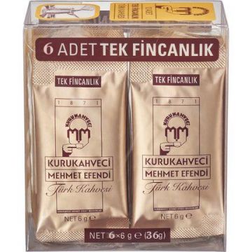 Mehmet Efendi Tek İçimlik Türk Kahvesi 6 Adet x 6 Gr