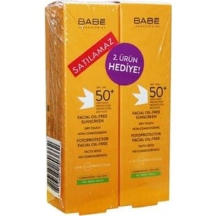 Babe Facial Oil Free Sunscreen SPF50+ Dry Touch 50 ml - 2'li Paket