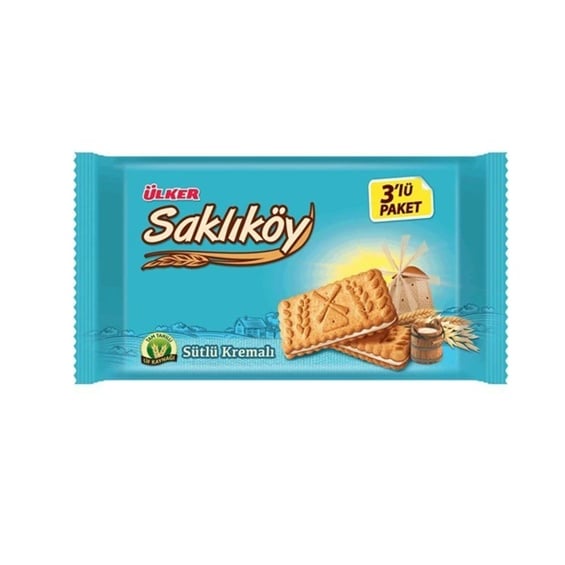 Ülker Saklıköy Sütlü Kremalı Bisküvi 3 Lü 264 gr