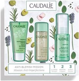 Caudalie Mission Anti-Imperfections Set - Vinopure Serum 50 ml + Vinopure Purifying Gel Cleanser 30 ml + Vinopure Purifying Toner 50 ml