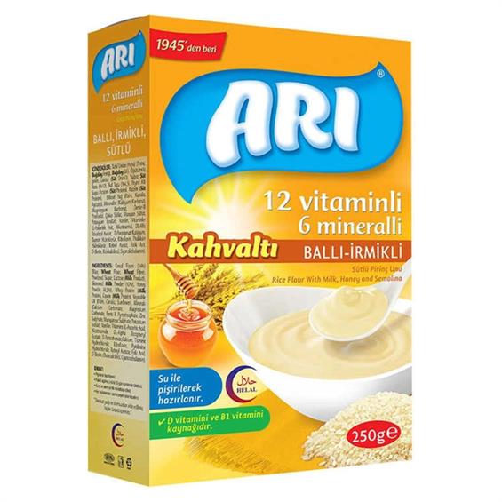 Arı Mama 12 Vitaminli 6 Mineralli Sütlü Kahvaltı Ballı İrmikli Kaşık Maması 250 gr