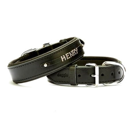 Doggie İsimlikli Deri Boyun Tasması  4x57-65cm Kahve