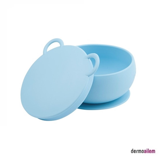 OİOİ Vakum Tabanlı Silikon Kapaklı Mavi Kase