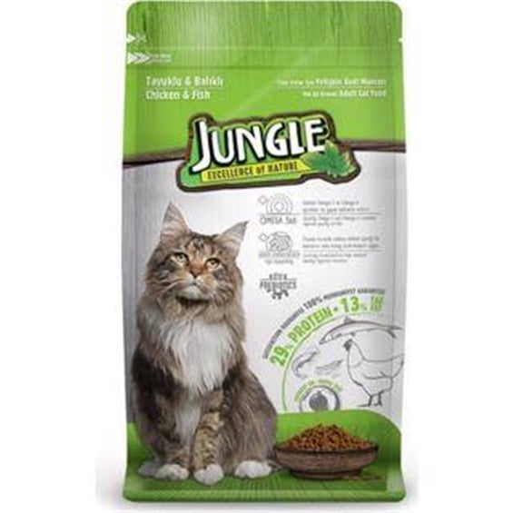 Jungle Tavuklu - Balıklı Yetişkin Kedi Maması 500 gr