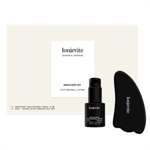 Lonjevite Discovery Kit - Antioxidant Rejuvenating Serum 15 ml + Wing Shaped Black Obsidian Gua Sha