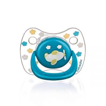 Bebedor 173 Silikon Damaklı Uç Şeffaf Emzik 18 + Ay Beyaz