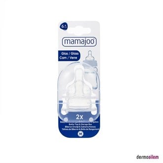 Mamajoo Cam Biberon Emziği 2'li No:2 (M) 6+Ay Saklama Kutulu