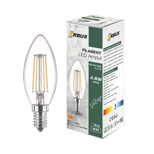 ORBUS LED FILAMENT C37 AMPUL 4 WATT E14  BEYAZ ISIK