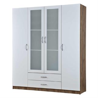 Cagiz Reyhan 4 Kapaklı 180cm Dolap / Ceviz - Beyaz