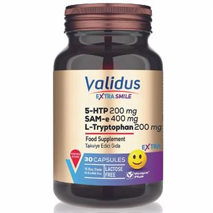 Validus Extra Smile 5HTP 200 mg + L-Tryptophan 200 mg + Sam 400 mg 30 Kapsül