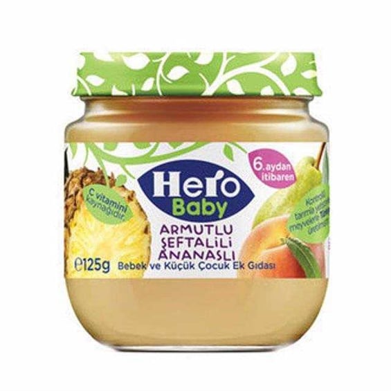 Hero Baby Armut Şeftali Ananas Püreli Kavanoz Mama 120 gr