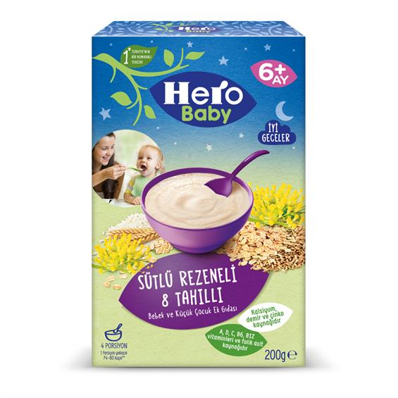 Hero Baby Sütlü 8 Tahıllı Rezeneli Biberon Mama 200 gr