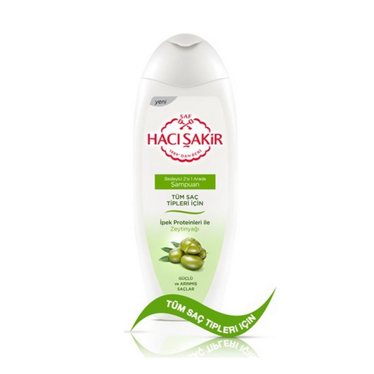 Hacı Şakir Tüm Saç Tipleri için Zeytinyağı Besleyici 2si 1 Arada Şampuan 500 ml